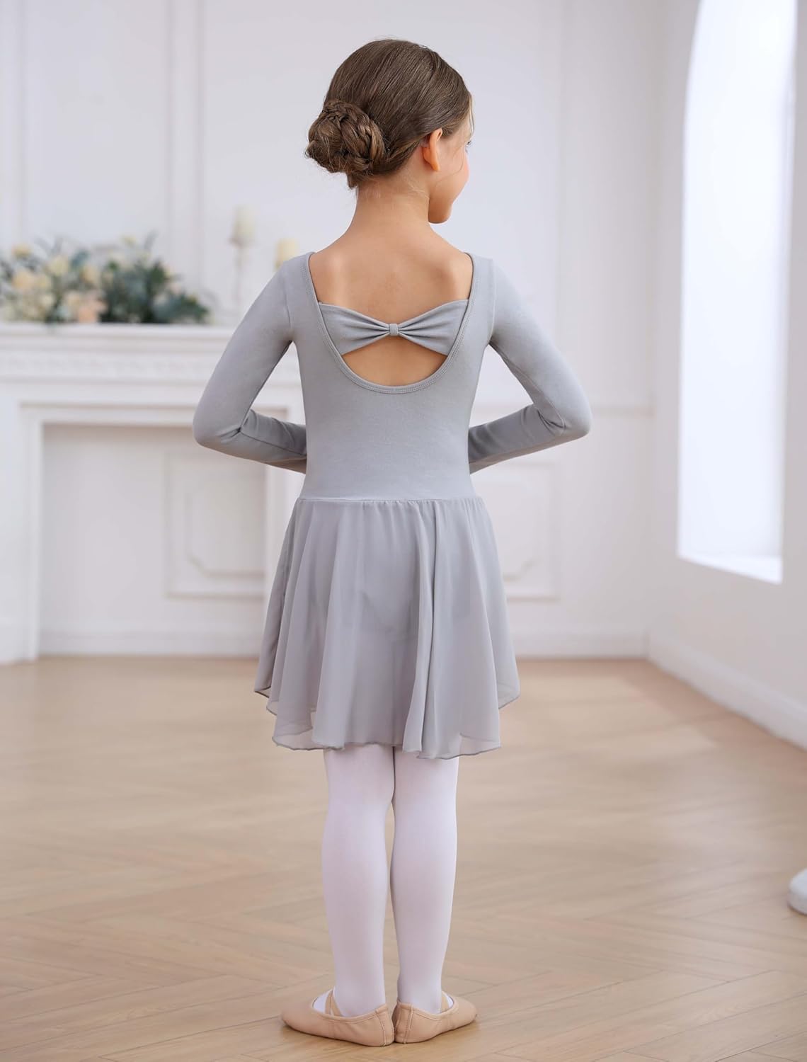 MdnMd Toddler Girls Ballet Leotard - Puff Sleeve Skirted Ballerina Dress | Comfortable Fit