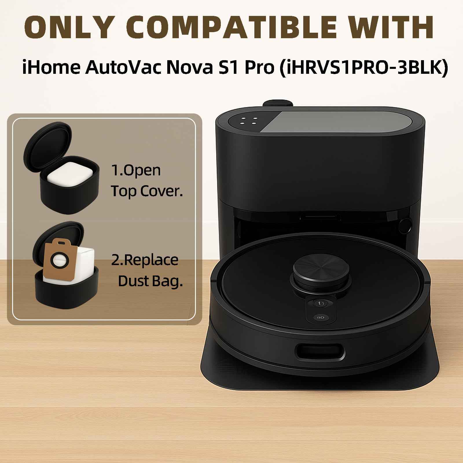 HUIZHEN 10 Pack Dust Bgas for iHome AutoVac Nova S1 Pro Robot Vacuum iHRVS1PRO-3BLK, Replacement 10 Vacuum Bags