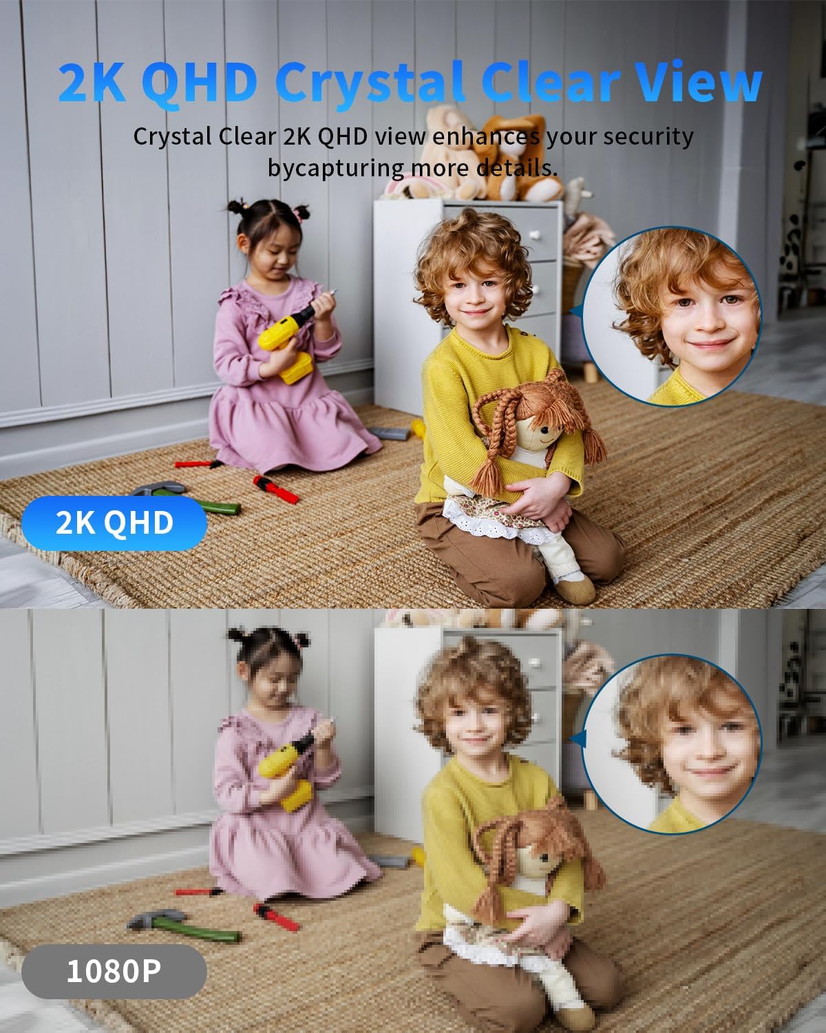 2K Indoor Security Camera with AI Voice Change, Night Vision & 24/7 Recording - Home Baby Monitor & Pet Camera