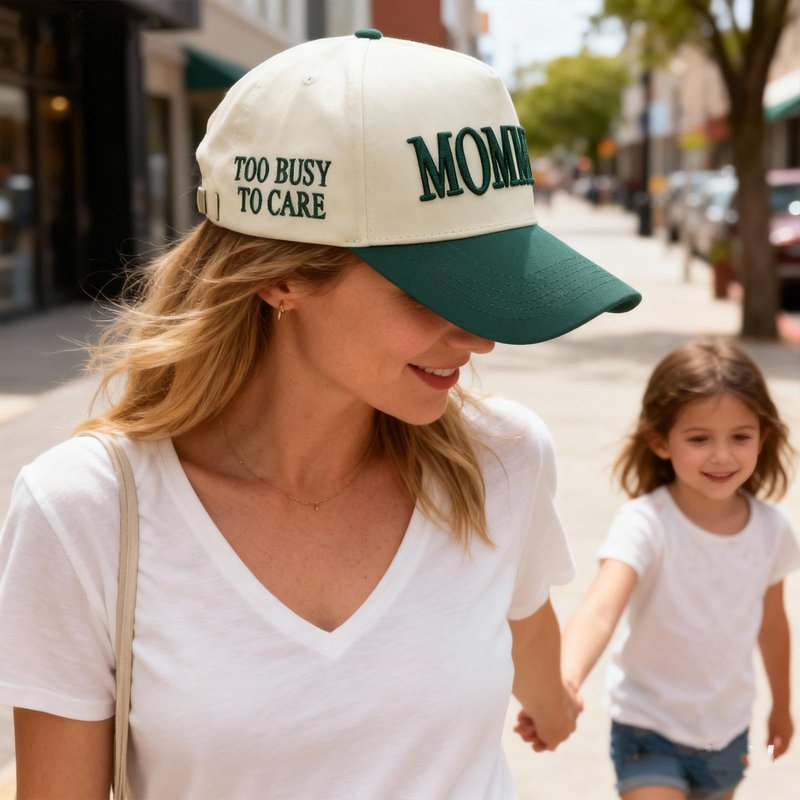 Mommin Trucker Hat for Women Mom Hat, Adjustable Embroidered Mama Baseball Cap, Mother's Day Birthday Gifts for Mom from Daughter Son Husband Green/Beige