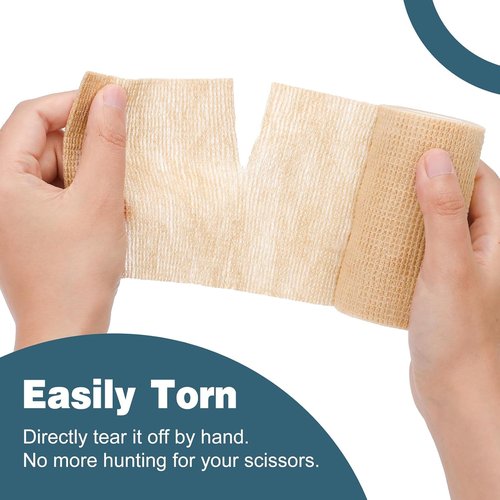 AZEN Self-Adhesive Bandage Wrap - 18 Pack, 4" X 5 Yards, Skin Color Elastic Tape for Athletes & Pets