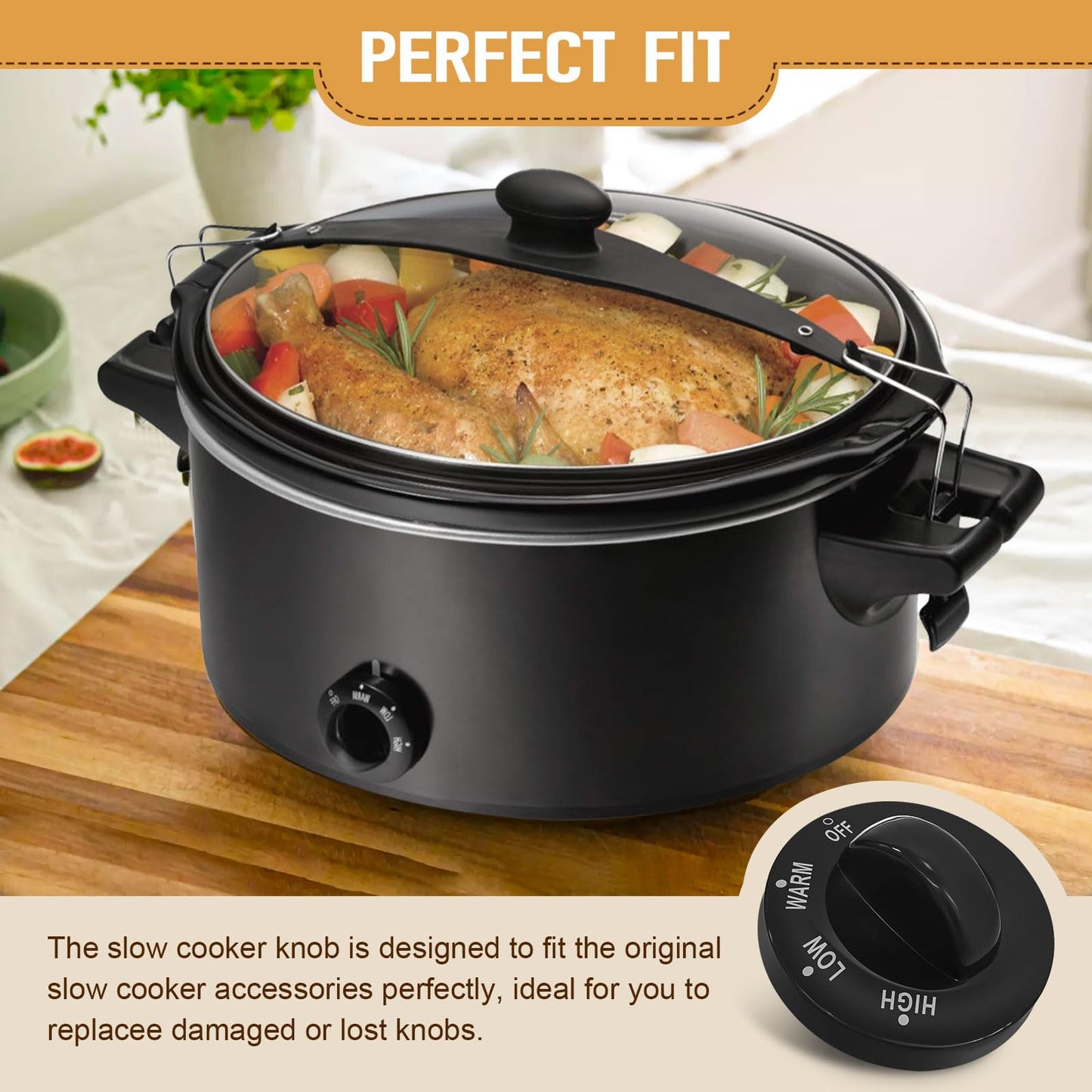 Dairrr Fuuu Slow Cooker Knobs Replacement for Hamilton Beach Crock Pot 6 Quart and 10 Quart 33195 33261, Crock Pot Control Knob Replacement Adjustable, Replacement Knob Part, 1 Pack