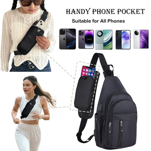 JENAGREEN Waterproof Sling Backpack Crossbody Sling Bag for Women Men, Multipurpose Travel Hiking Adjustable Chest Bag Casual Daypack