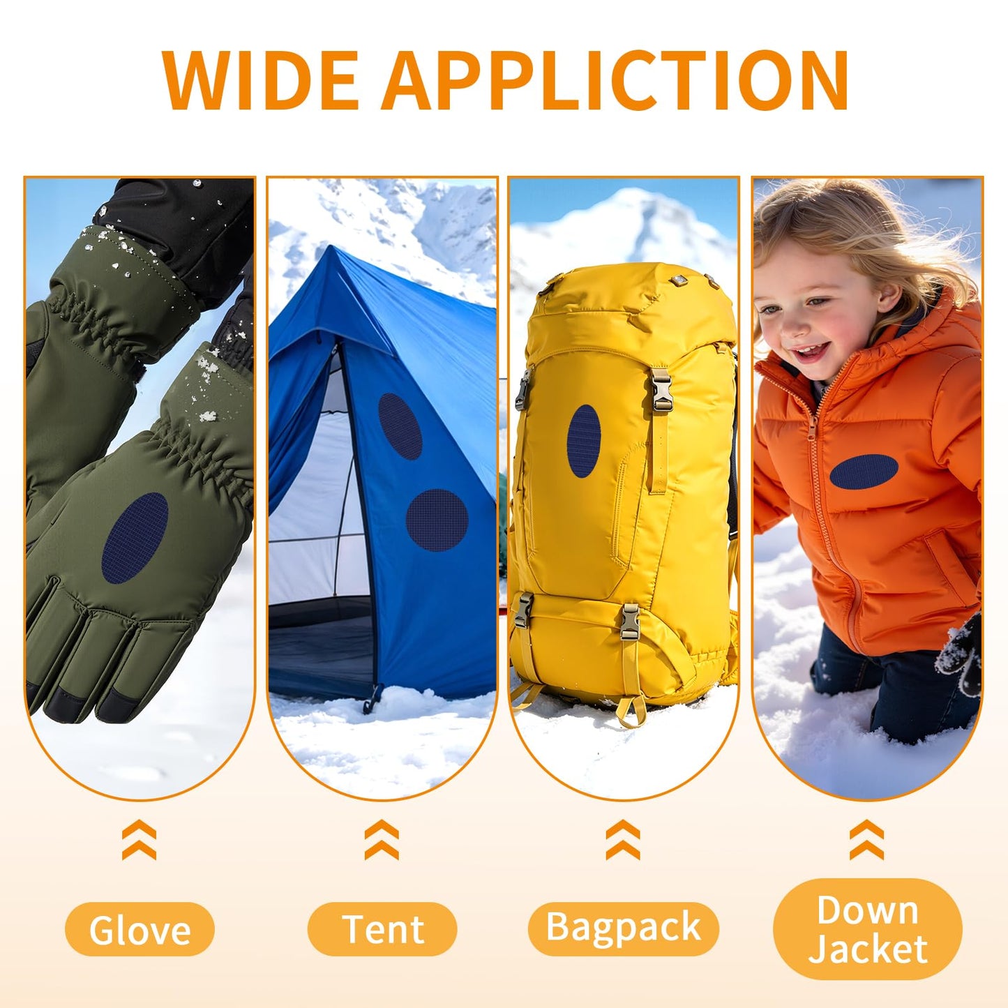 Skystuff Self-Adhesive Fabric Repair Patches, 51pcs Nylon Tent Repair Kit, Waterproof Heavy Duty Tape for Down Jacket, Sleeping Bag, Clothes, Instant Fix for Outdoor Gear, Dark Blue
