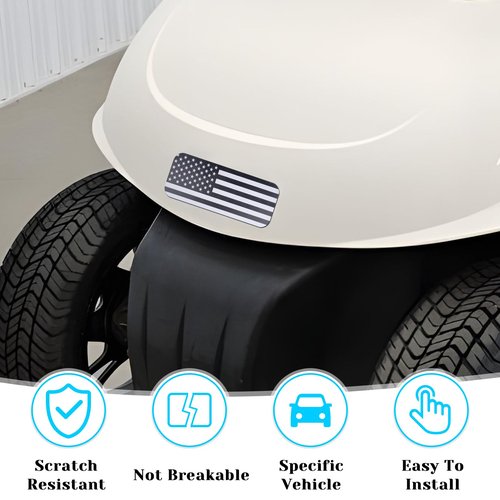 American Flag Plate, Fits E-Z-GO Golf Cart Front Name Plate Inserts Exterior Accessories, Fits EZGO 2008-2017 RXV, 2014-2022 TXT, 2010-2022 Valor, 2012-2016 Terrain, 2017-2022 Elite(Black & Grey)