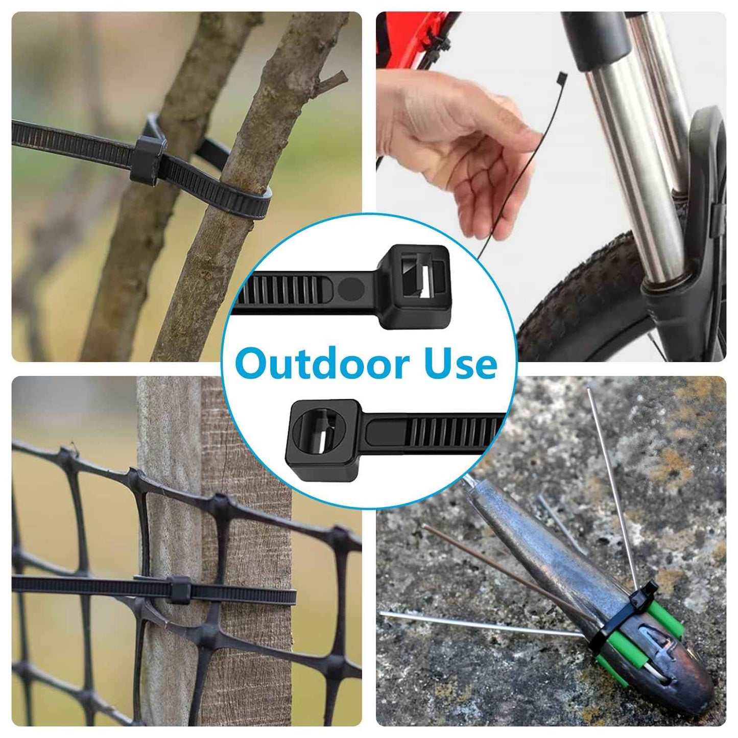 Zip Ties 10 inch (1000 Pack), Black Cable Ties, 45lb Tensile Strength, Wire Ties, Glufirm