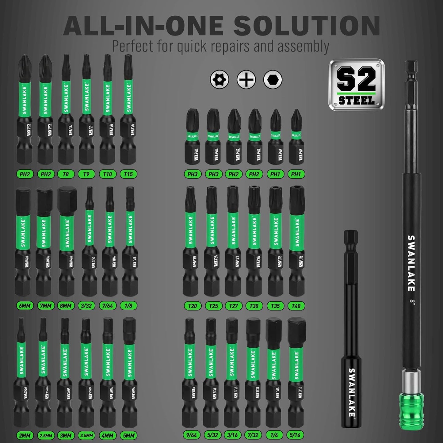 74-Piece Magnetic Nut Driver Set for Impact Drill - Metric & SAE, Universal Socket & Quick-Change Bit Extension