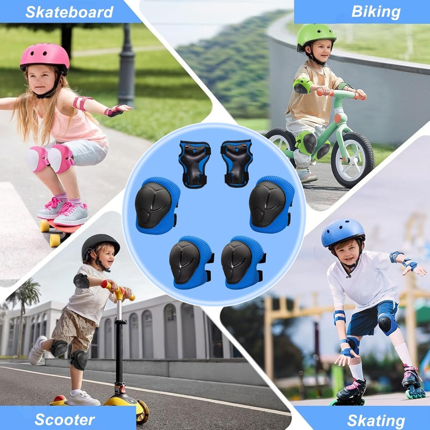 Skiennix Knee Pads Set for Kids - Protective Gear for Ages 3-10 with Elbow Pads & Wrist Guards | Ideal for Skating, Cycling, and Scooter Riding
