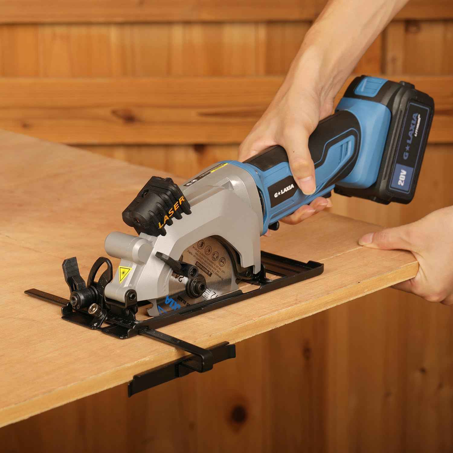 Compact Mini Circular Saw 4-1/2” with Laser Guide & 4.0A Battery - Ideal for Wood & Plastic Cuts