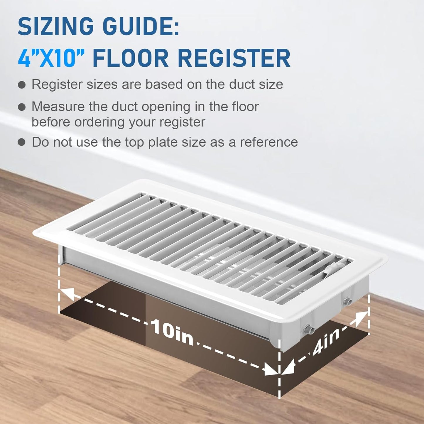 Heavy Duty 4x10 Inch Metal Floor Vents - 6 Pack Rust Proof Air Vent Covers for Home