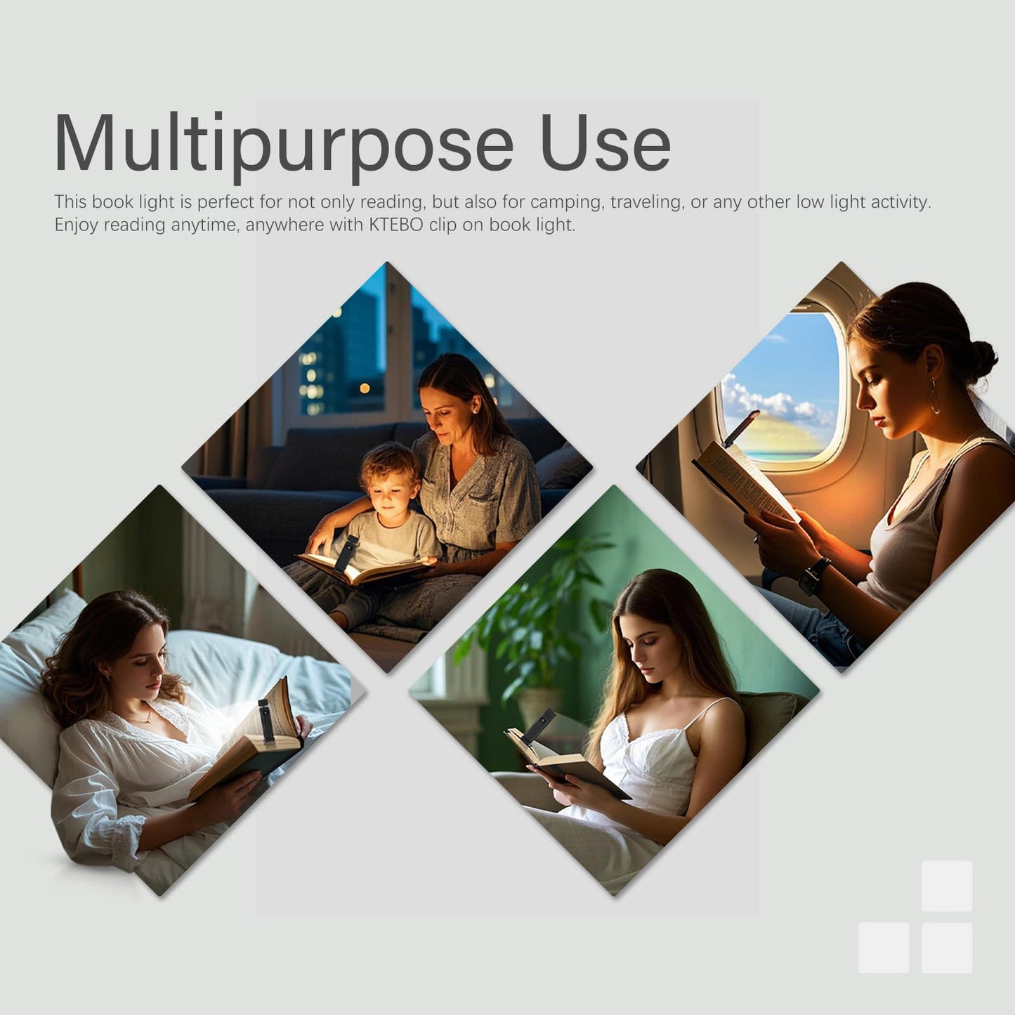 KTEBO Rechargeable Reading Book Light with Clip & Battery Indicator - 9 Luminescence Mode Book Lamp for Night Reading in Bed, Portable 1.6 Oz Ultralight, Stocking Stuffers for Kids, Book Lovers