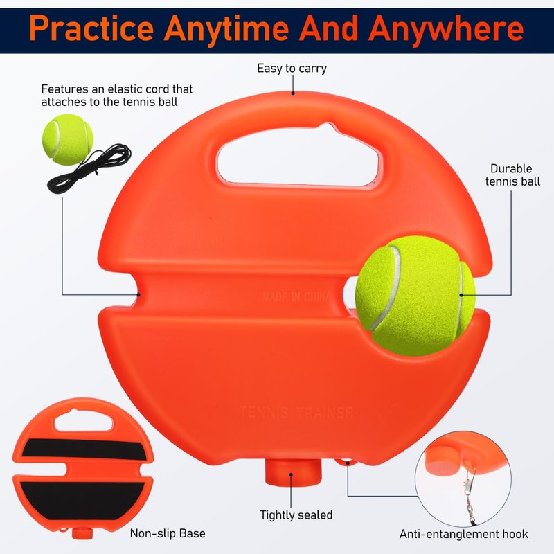 Toddmomy Trainer Rebound Ball with String, Solo Tennis Ball Portable Tennis Rebounder Kit Self Training Badminton Kit for Beginners Sport Exercise