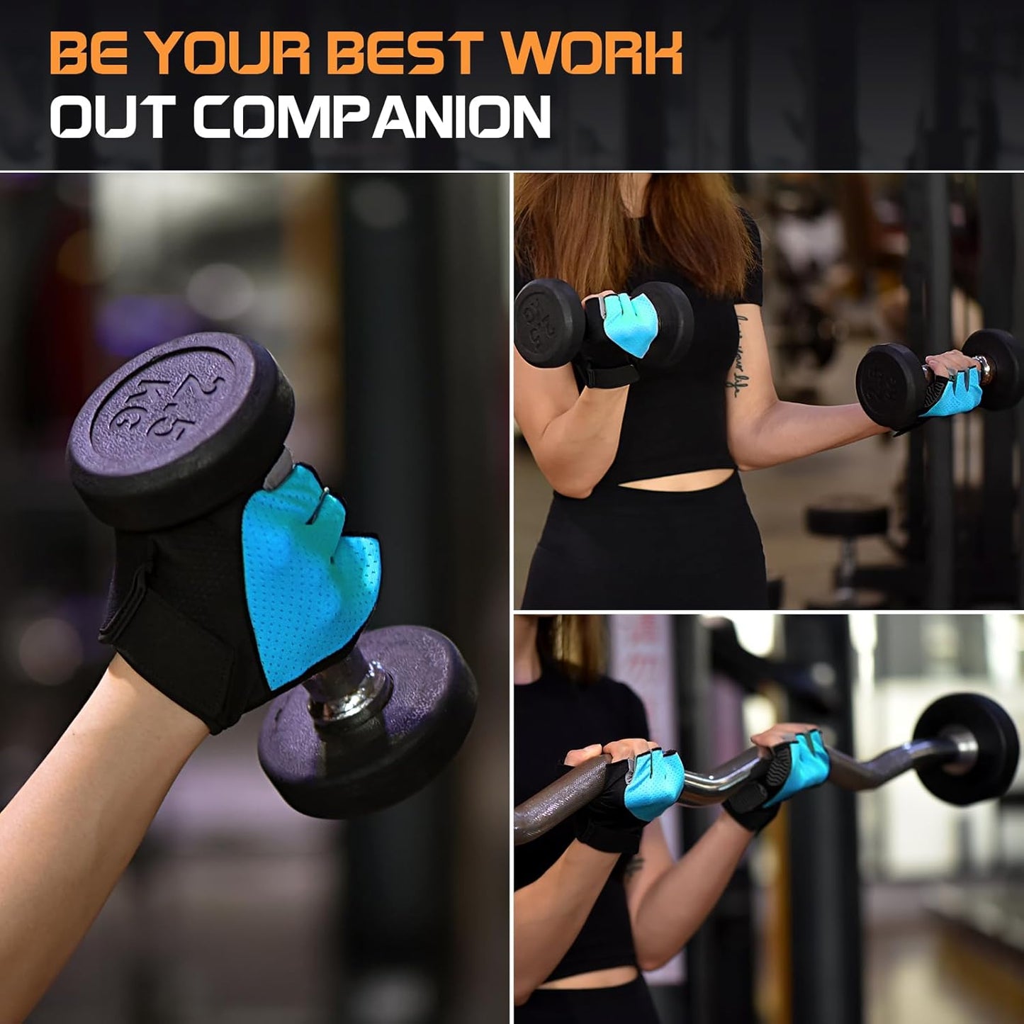 Skiennix Workout Gloves for Women - Breathable Fingerless Weight Lifting Gloves with Non-Slip Silicone Padding | 4 Sizes Available