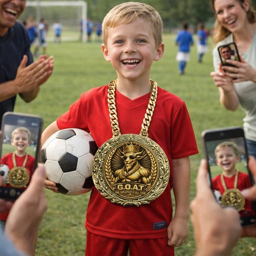 6" Muscle Goat Medal - Champion Sports Award Medal for Football, Soccer, Basketball | Fun Trophy for All Ages