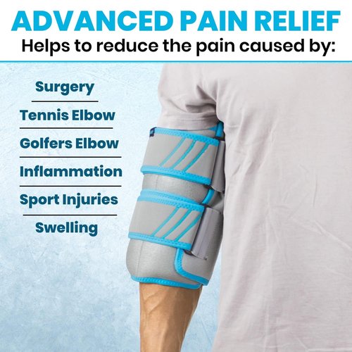 Vive Elbow Ice Pack Wrap - Ultra Cold Gel Ice Pack for Injuries Reusable - Elbow Support Compression for Cold/Hot Therapy - Adjustable for Men/Women, Sports Recovery, Arthritis, Tendonitis Pain Relief