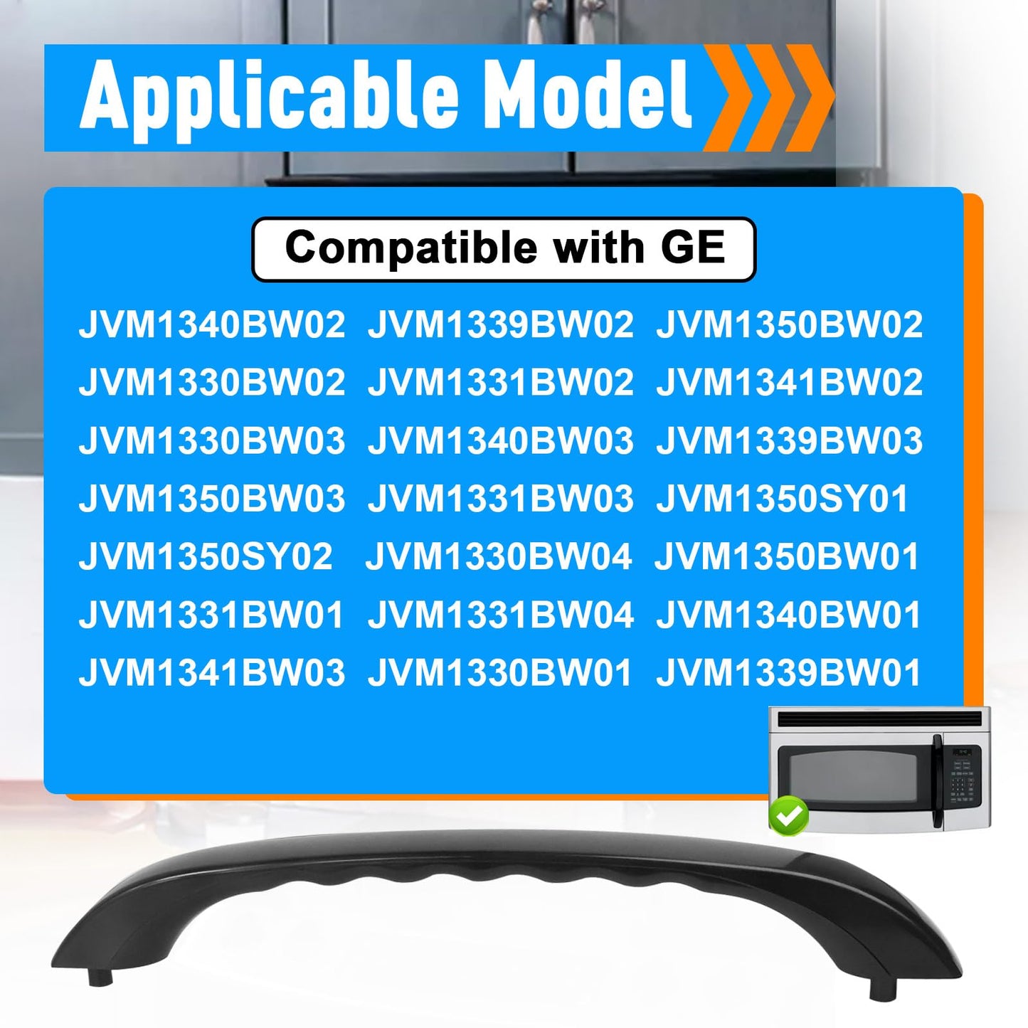 Wb15x10020 Replacement Microwave Door Handle Kit for GE Spacemaker XL Series, JVM1339BW, JVM1350BW, JVM1330BW, Black