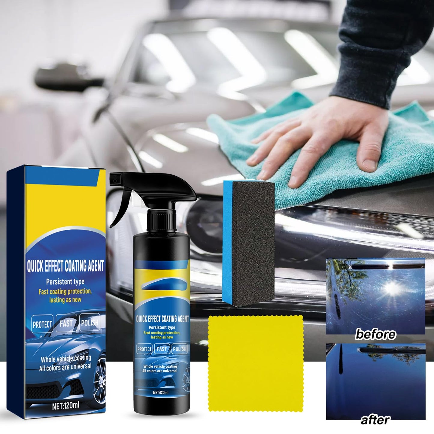 Theraftern Car Coating Spray, advanced car quick-acting coating agent spray,Quick Effect Coating Agent for Car, 3 in 1 High Protection Quickly Car Coating Spray, Waterless Wash Coat Wax (2)