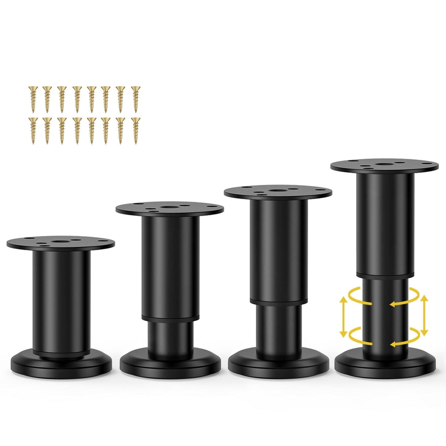 Wlrrcwdttc 4 Pcs Metal Adjustable Furniture Legs 3.15-4.72 inch, Adjustable Cabinet Legs for Sofa/Bed/Chair/Couch/Dresser/Table,Heavy Duty Bed Replacement Support Legs for Bed Frame/Bed Center Slat