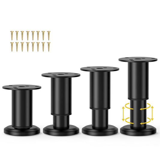 Wlrrcwdttc 4 Pcs Metal Adjustable Furniture Legs 3.15-4.72 inch, Adjustable Cabinet Legs for Sofa/Bed/Chair/Couch/Dresser/Table,Heavy Duty Bed Replacement Support Legs for Bed Frame/Bed Center Slat