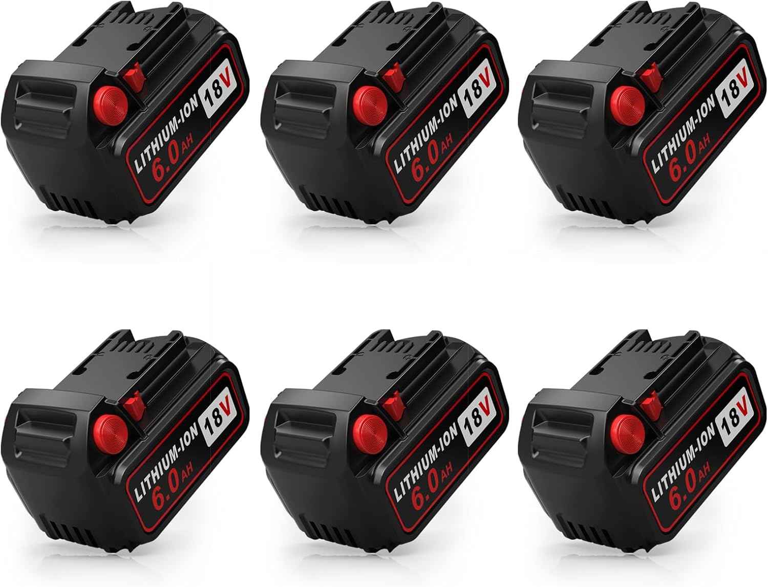 Milwaukee M18 6.0Ah Lithium-ion Battery Replacement (2-Pack) - Compatible with 18V Chargers & Tools