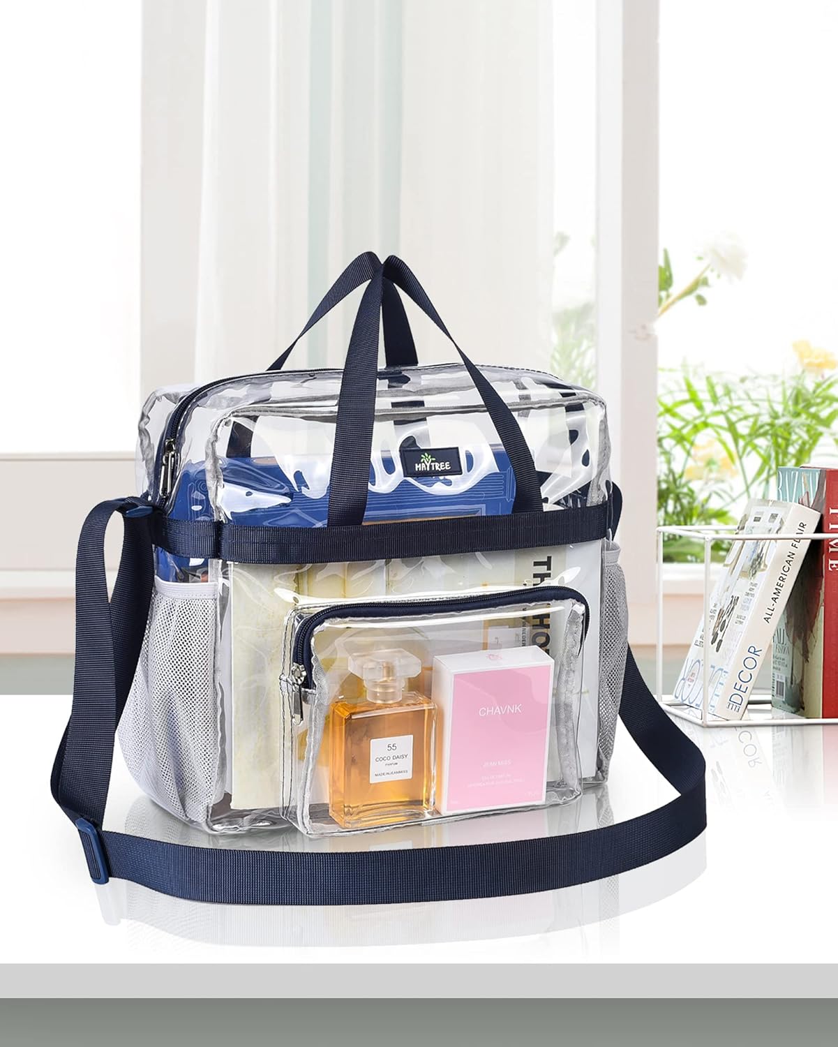 MAY TREE Clear Stadium Event Bag - 12x6x12 Clear Tote with Reinforced Straps for Work & Gym