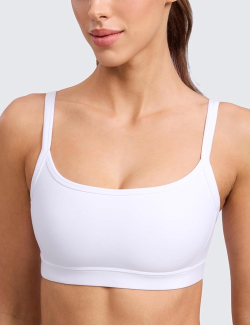 CRZ YOGA Sports Bra - Double Lined Scoop Neck with Spaghetti Straps | Non-Padded U Back Design