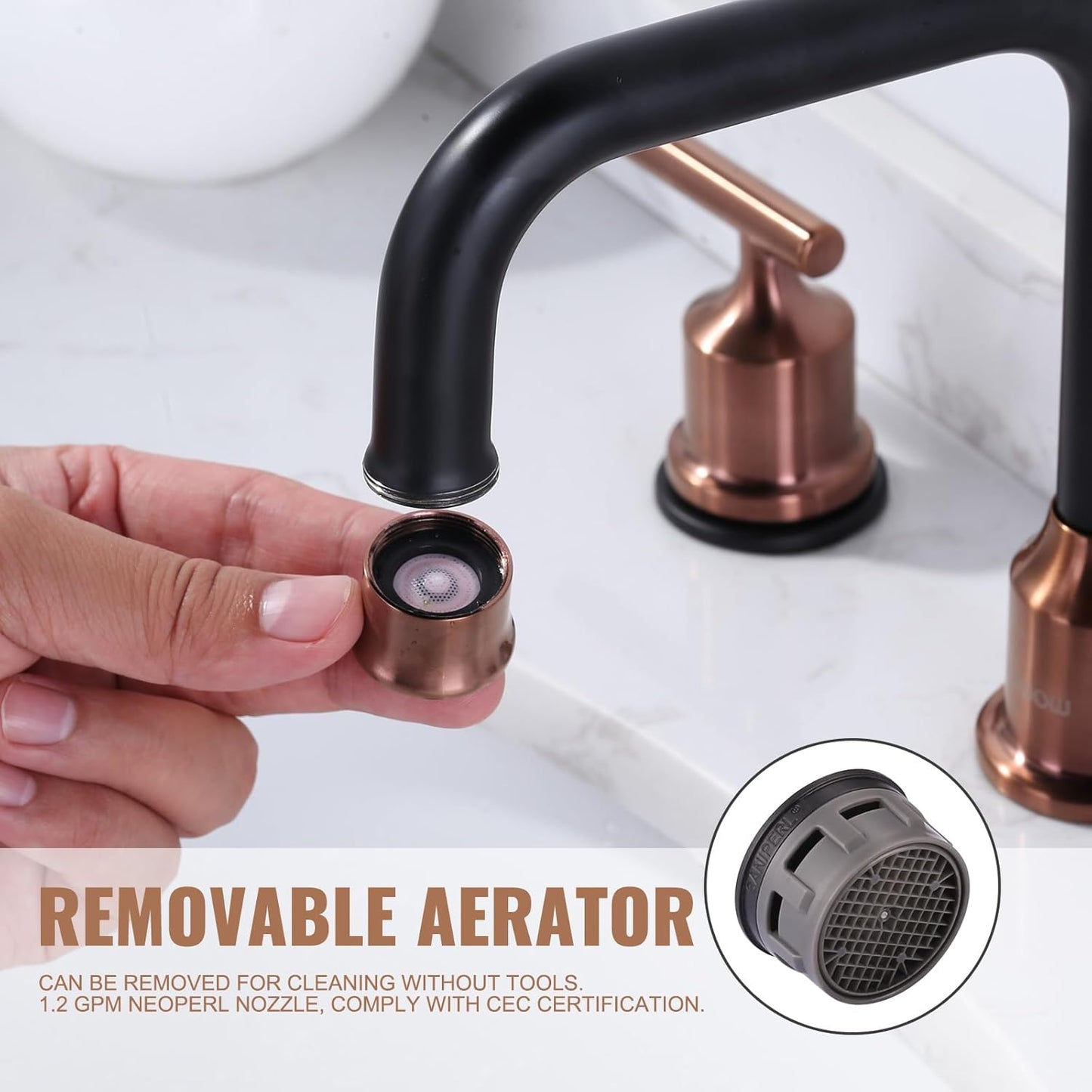 Brushed Nickel 8-Inch Widespread Bathroom Faucet with 360° Swivel Spout - Modern 2 Handle Lavatory Sink Fixture