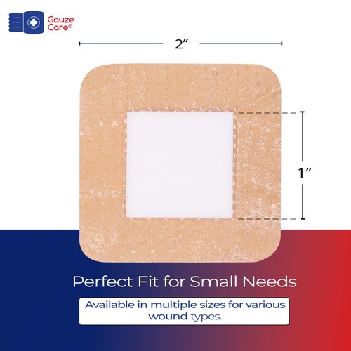 GauzeCare Silicone Foam Dressing 2x2 (Pack of 20) – Waterproof Wound Bandages with Adhesive Border, Self-Adhesive and Highly Absorbent Silicone Bandages for Effective Wound Care