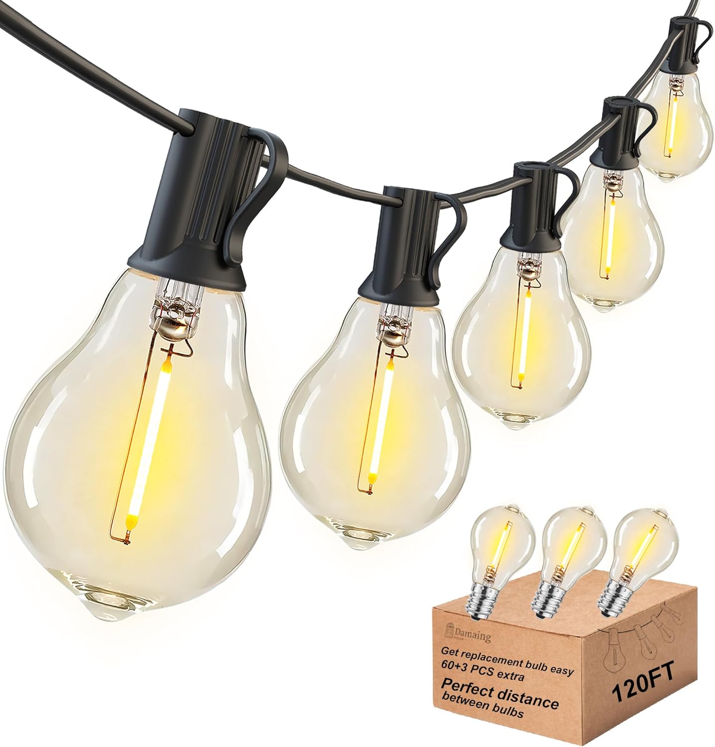 200FT Waterproof LED Outdoor String Lights with 100 Shatterproof Edison Bulbs - Dimmable Patio Decor for Backyard & Garden