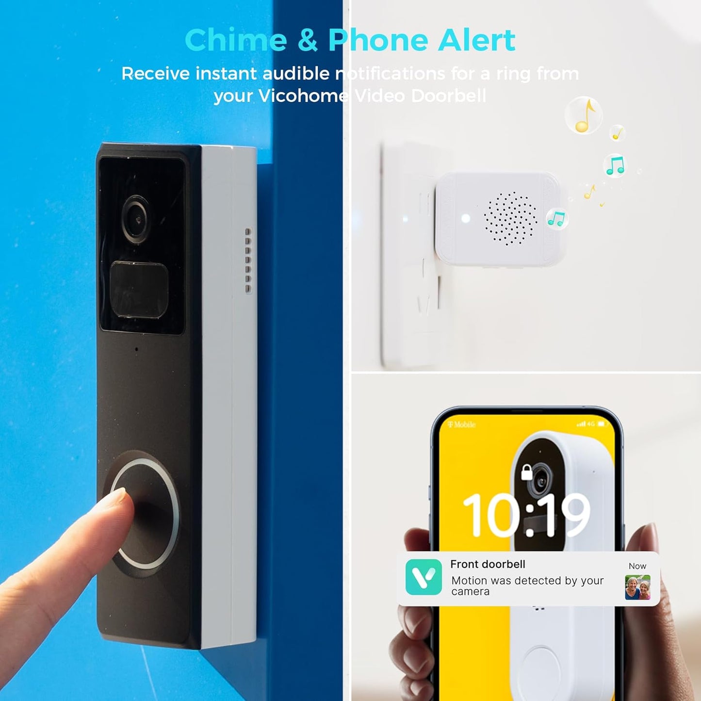 Vicohome DB3 2K Smart Video Doorbell - Wireless Home Security Camera with Chime, Two-Way Audio & Human Detection