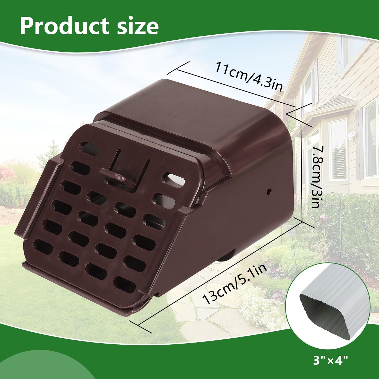 MARKBIT 3"x4" Type-A Gutter Downspout Extensions,Gutter Downspout Extensions,Downspout Diverter, Fit for The Bottom of 3 inch x 4 inch downspouts (1, Brown)