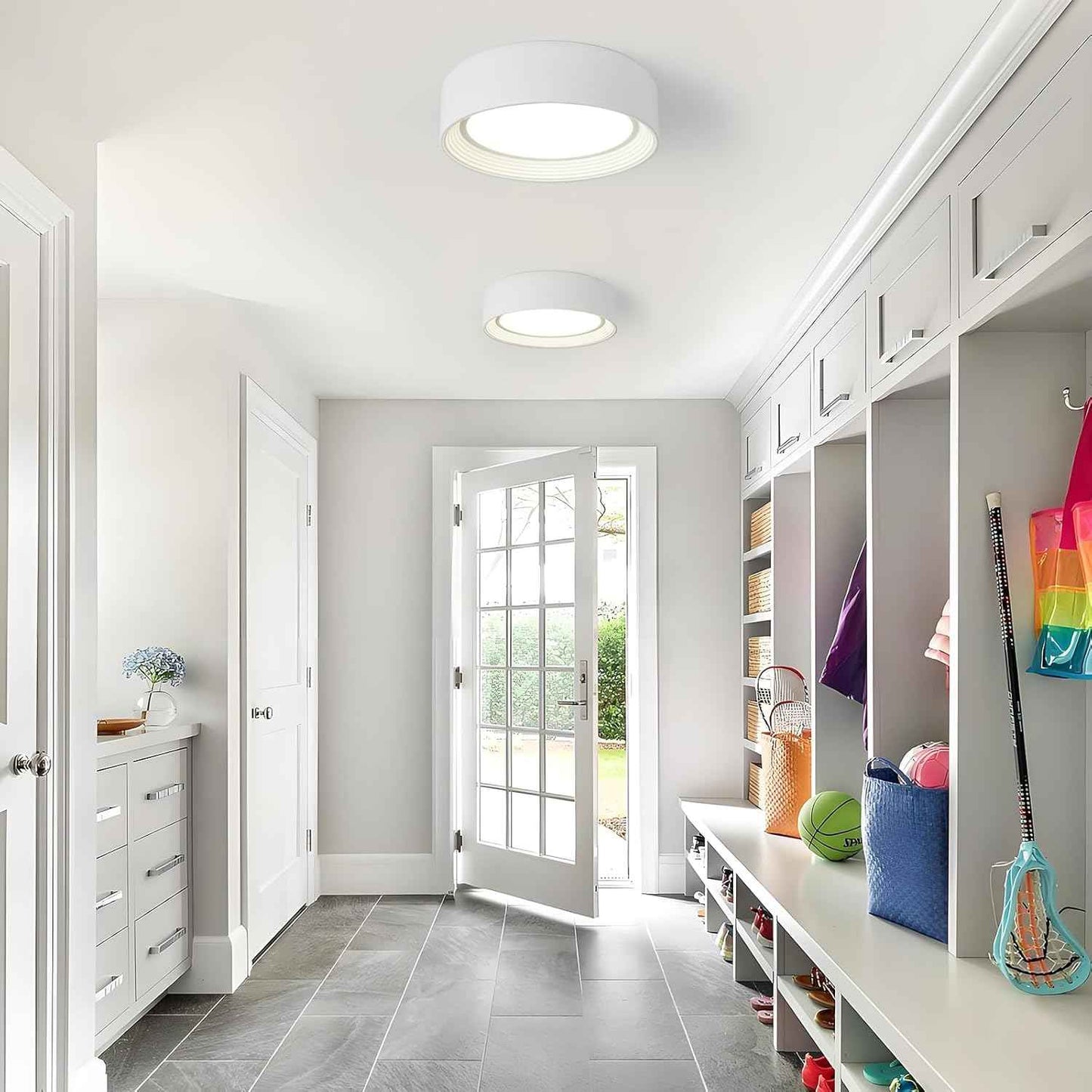 24W Dimmable LED Flush Mount Ceiling Light Fixture - 11.81" Modern 5CCT 3000K-6500K for Kitchen, Hallway & Laundry Room