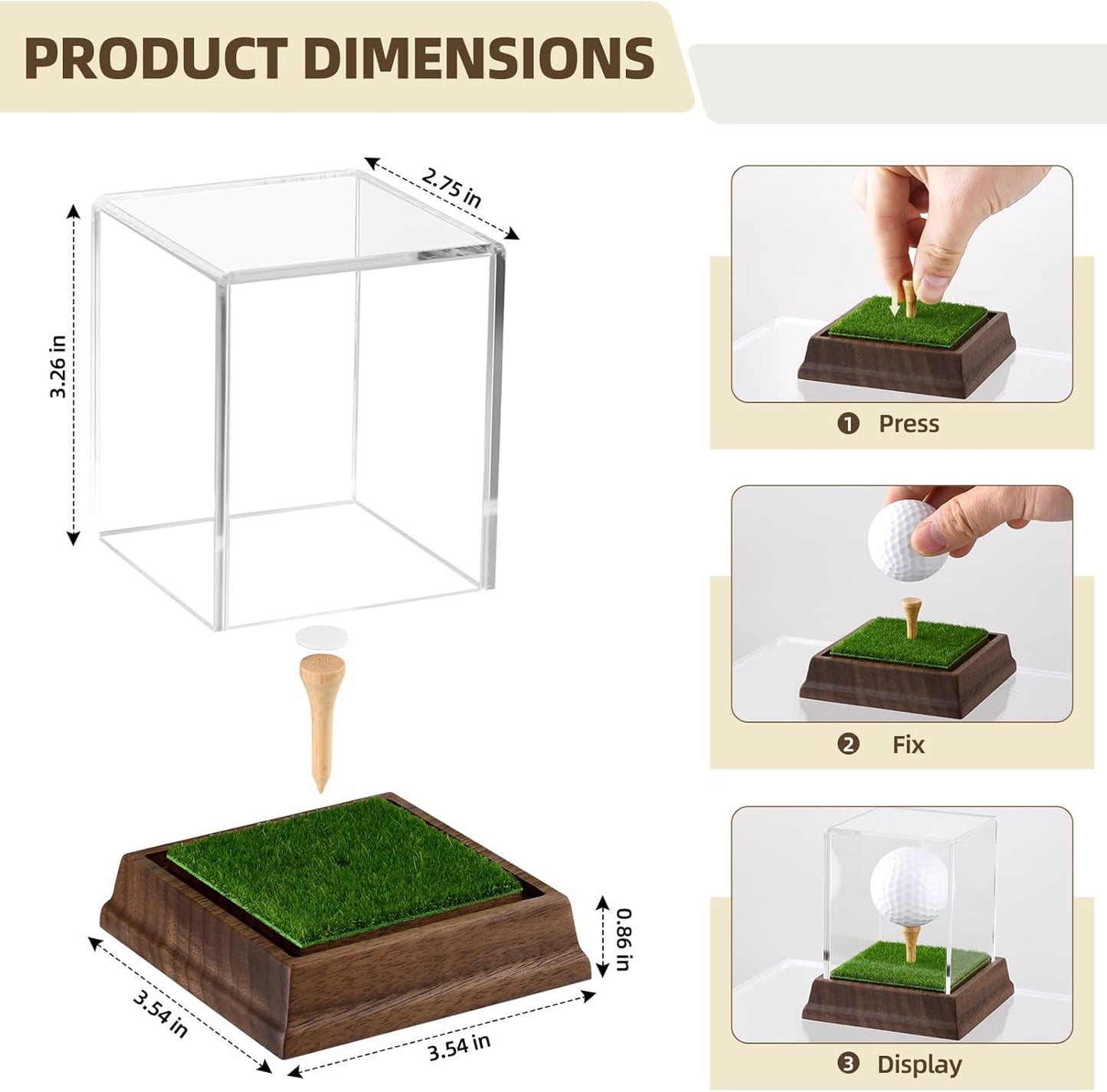 Wanult Golf Ball Display Case - Premium Acrylic Holder with Wood Base & Lifelike Turf | Perfect Gift for Golf Enthusiasts