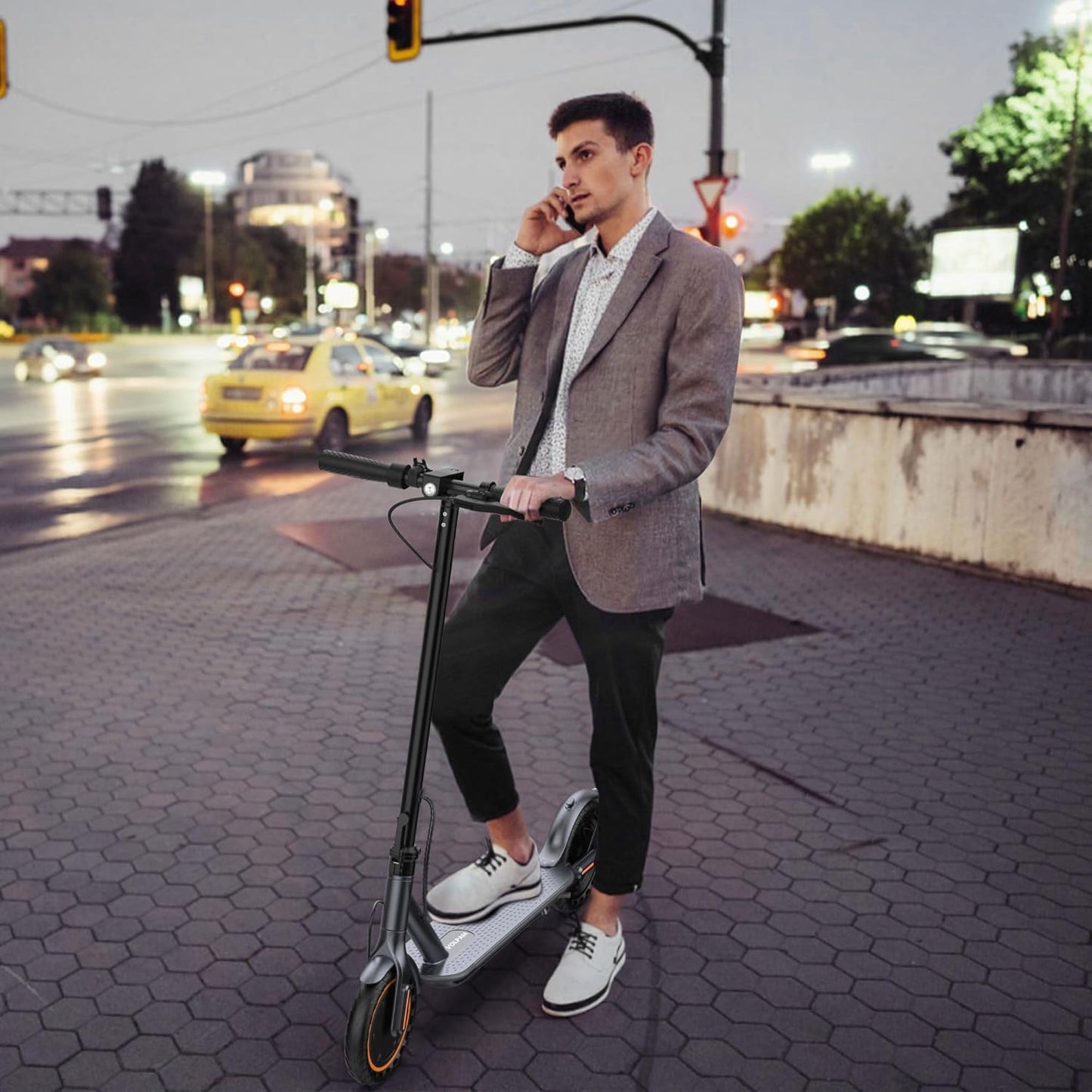 VOLPAM Electric Scooter - 350W Motor, 19 MPH Speed, 21 Miles Range, Portable Design with Smart App & Double Braking System