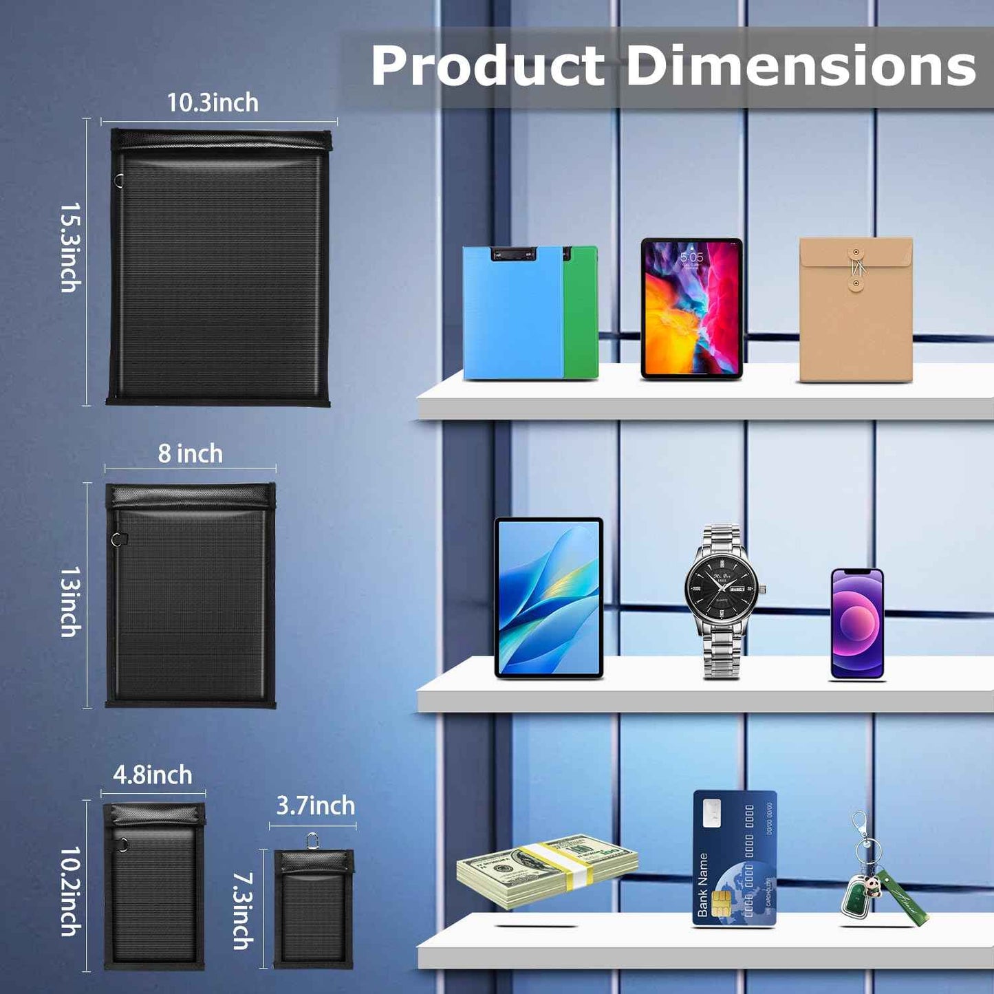 MRRCYUR 4 Pack Faraday Bags for Phones,RFID Key Fob Blocker Pounch Fireproof Waterproof EMP Proof Go Dark Bag for Cell Phone Block Signal