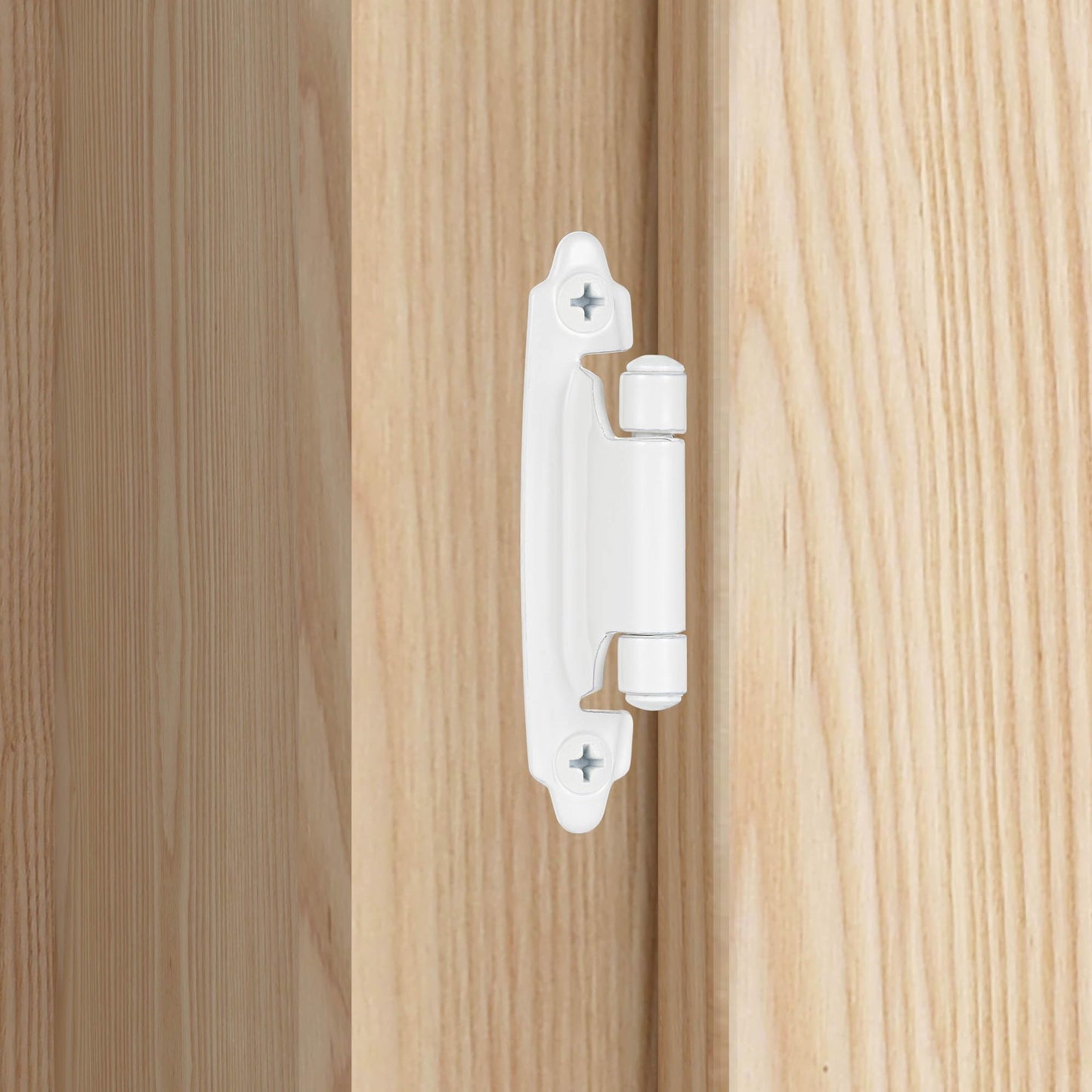 Vallecloud 4 Pack (2 Pair) White Self Closing Cabinet Hinges for Kitchen Cabinet Door, 1/2" Overlay (Variable) Semi Concealed Kitchen Cabinet Hinges