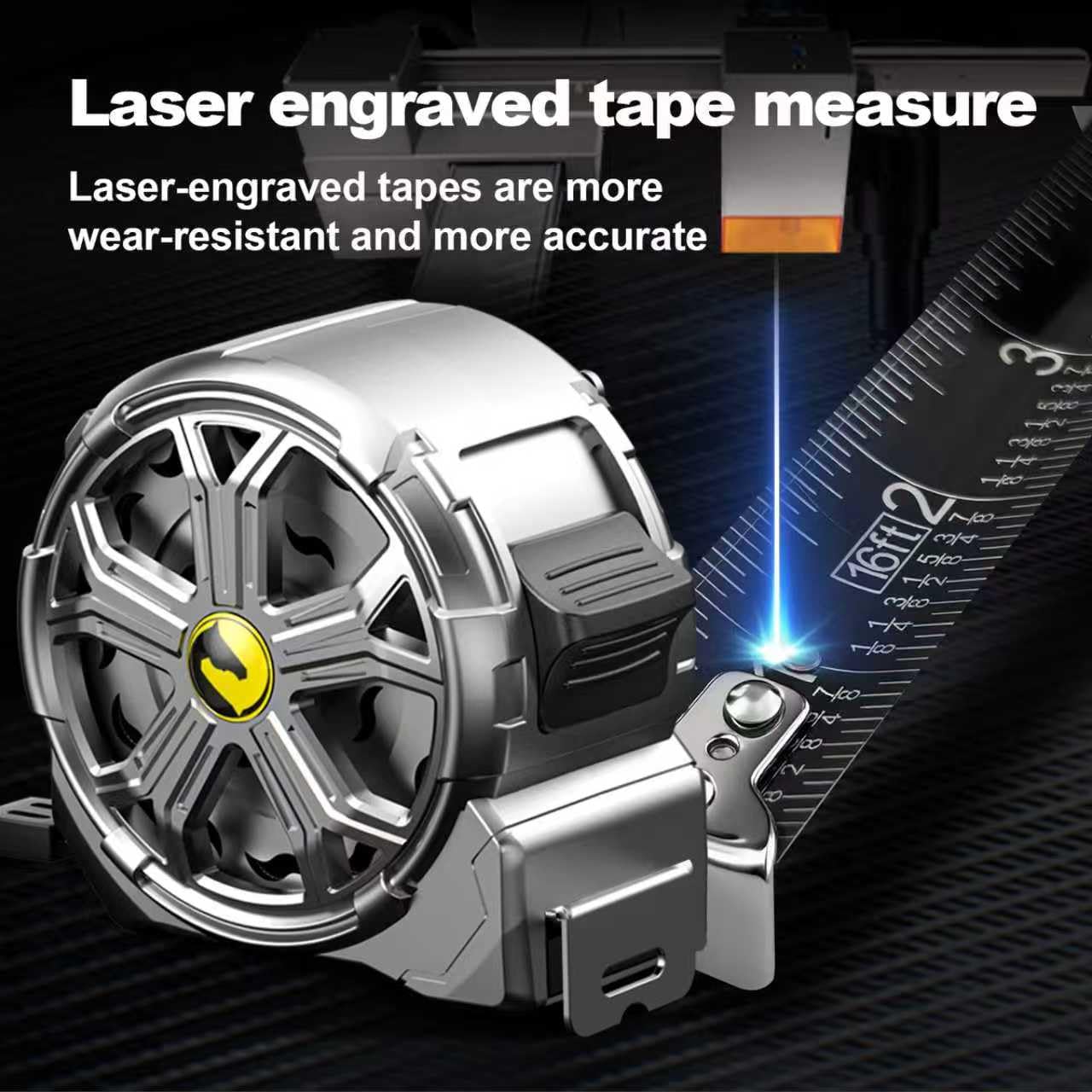 16ft Tape Measure, Stainless Steel Retractable Tape Measure, Waterproof & Rustproof Steel Measuring Tape with Hollow Design for Renovation, Construction, Carpentry (16')