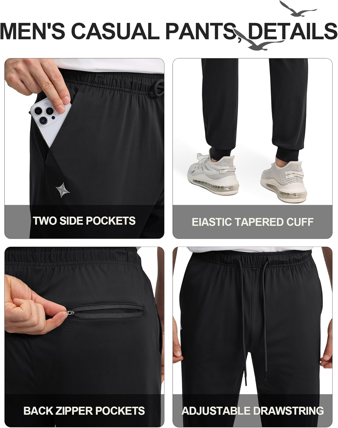 Alimens & Gentle Men's Joggers - Lightweight Casual Sweatpants with Pockets | Elastic Waist Design
