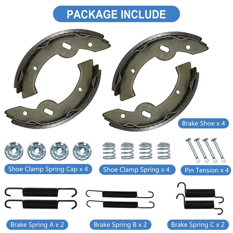 Golf Cart Brake Shoes Springs Pins 27943G01 70795G01 for E-Z-GO Medalist TXT 97-Up/RXV 08-Up/Workhorse 96-Up/Yamaha G9 To G28