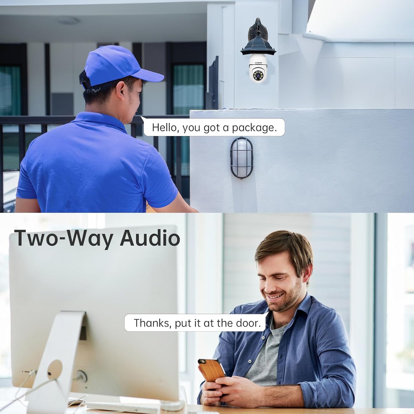 2K WiFi Light Bulb Security Camera – Wireless Outdoor, Motion Detection, Two-Way Talk, Color Night Vision, Alexa Compatible