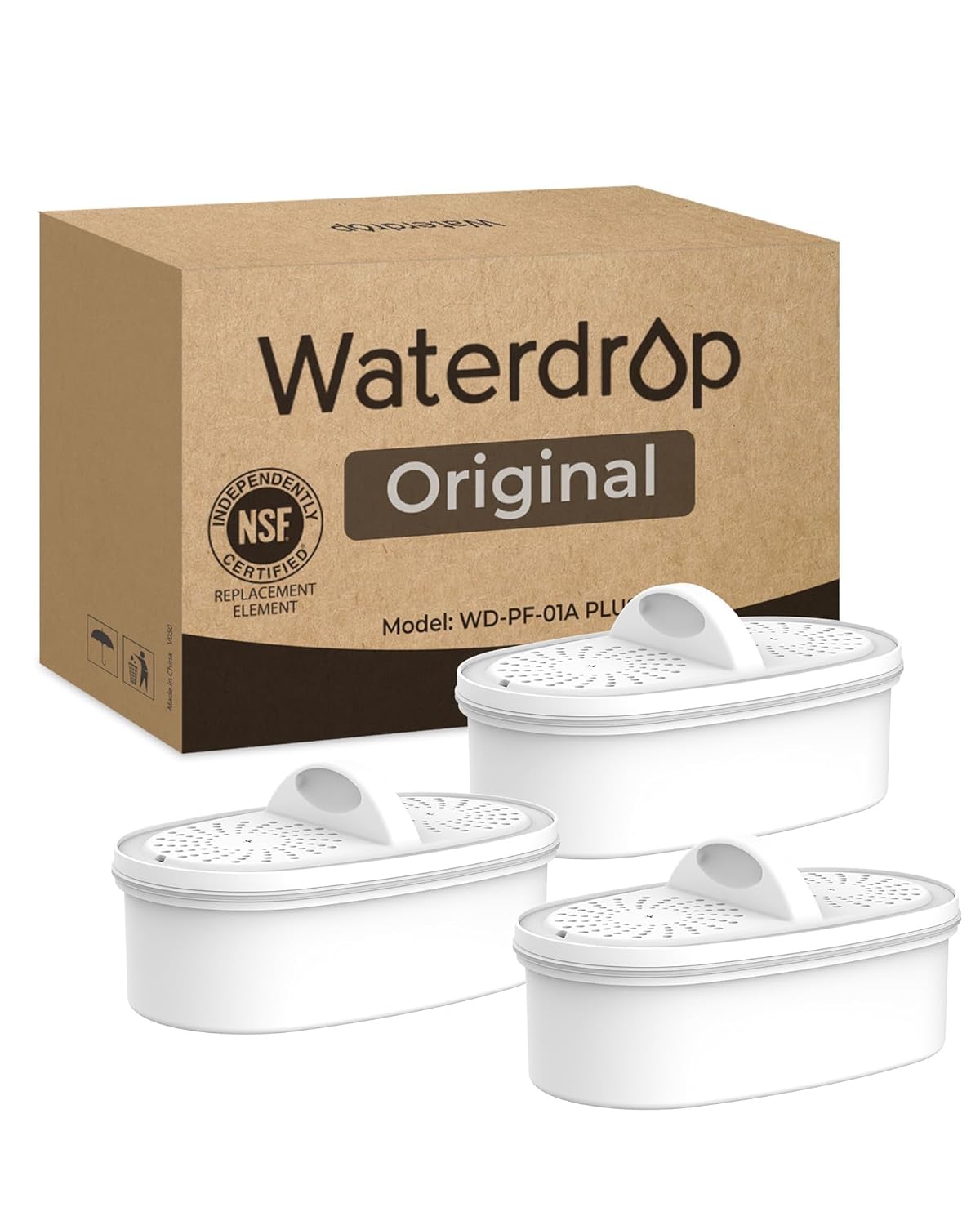 Waterdrop WD-PF-01A Plus Replacement Filters - 4-Pack for Pitcher, Reduces PFAS & Chlorine, Lasts 3 Months