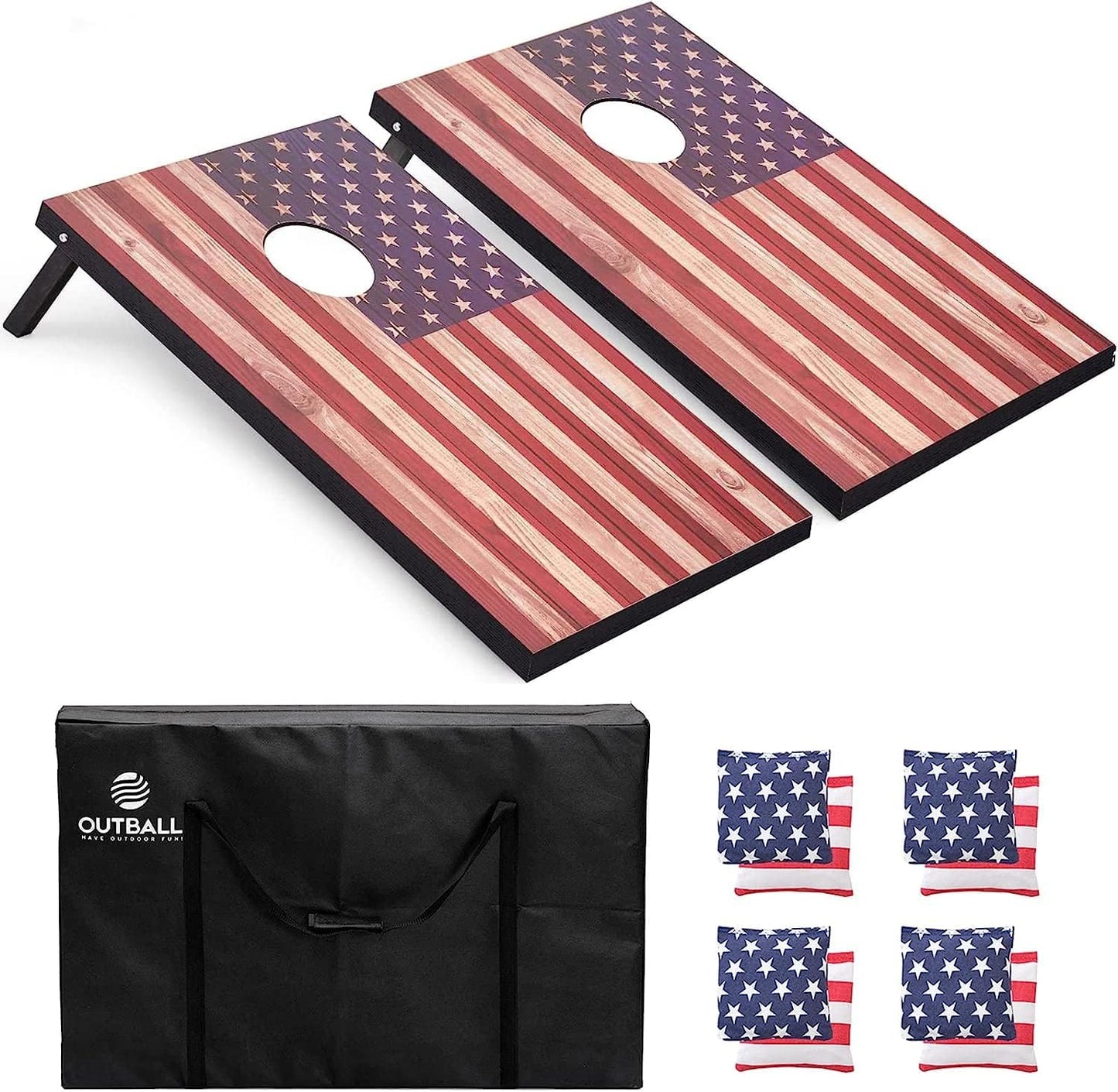 Skiennix Cornhole Set - Regulation Size 4x2 & 3x2 Boards with Carrying Bags & 8 Bean Bags | Outdoor Family Fun