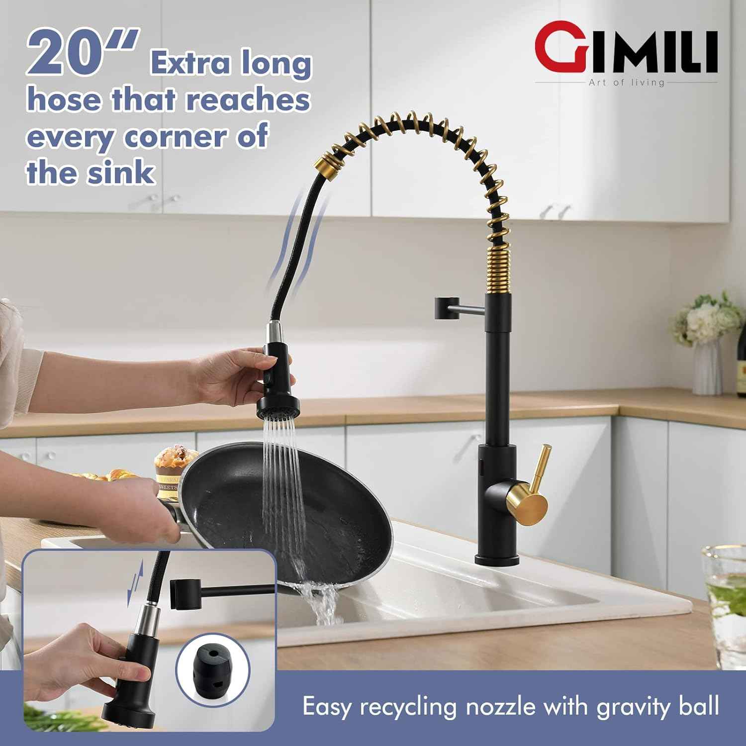 Matte Black Kitchen Faucet with Soap Dispenser - Commercial Single Handle Pull Down Sprayer