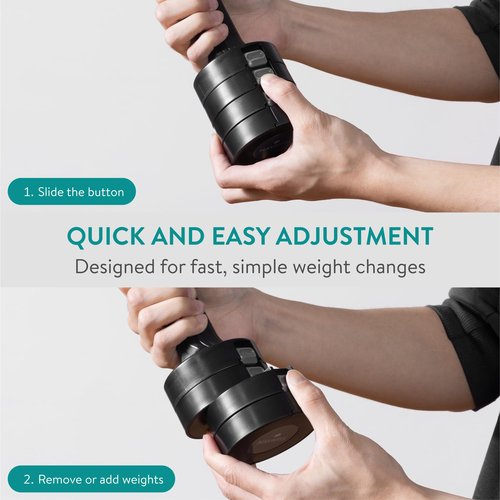 Navaris Adjustable Dumbbells Set - Exercise Hand Weights for Women & Men - Compact Free Weight Sets with Non-Slip Grip, Robust ABS Shell - Small Ladies Dumbbell - 1kg to 3.5kg each