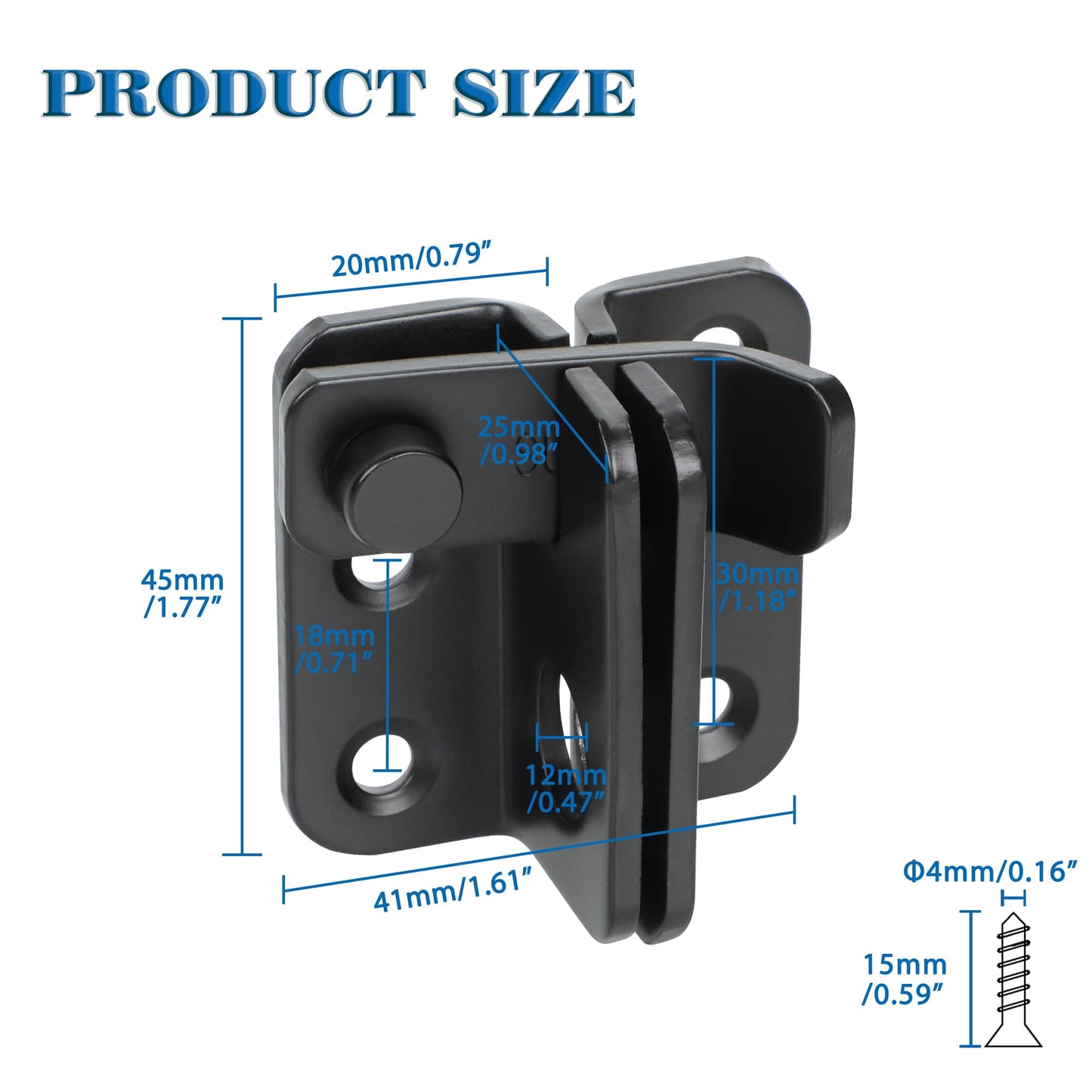 Alise Flip Latch,Gate Latches Slide Bolt Latch Safety Door Lock Catch for Barn Cabinet Pet Cage Fence Bathroom Garage Window,Heavy Duty SUS304 Stainless Steel Gate Hardware Locks,Matte Black,MS5007-B