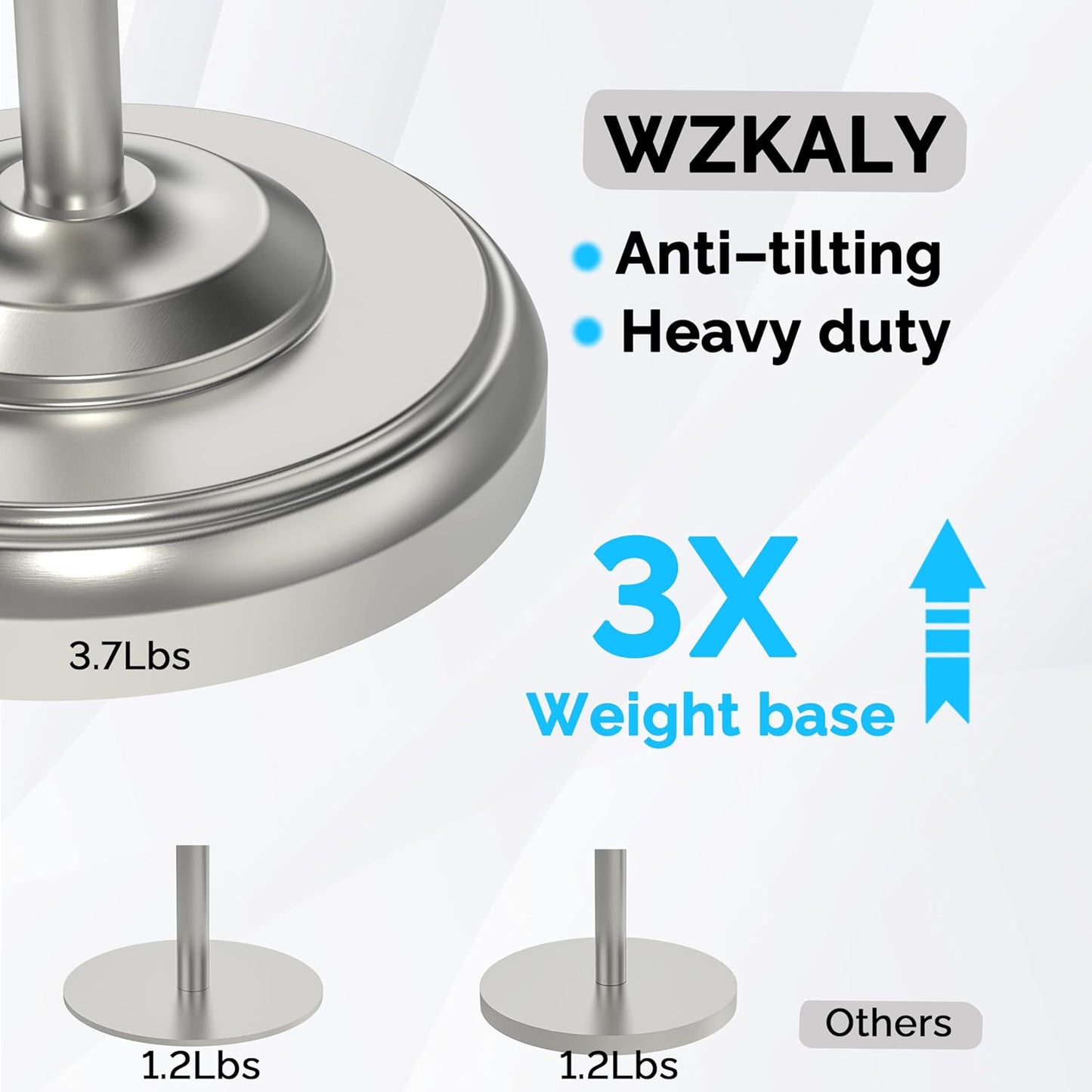 Brushed Nickel Free Standing Toilet Paper Holder with Pivoting Design & Weighted Base