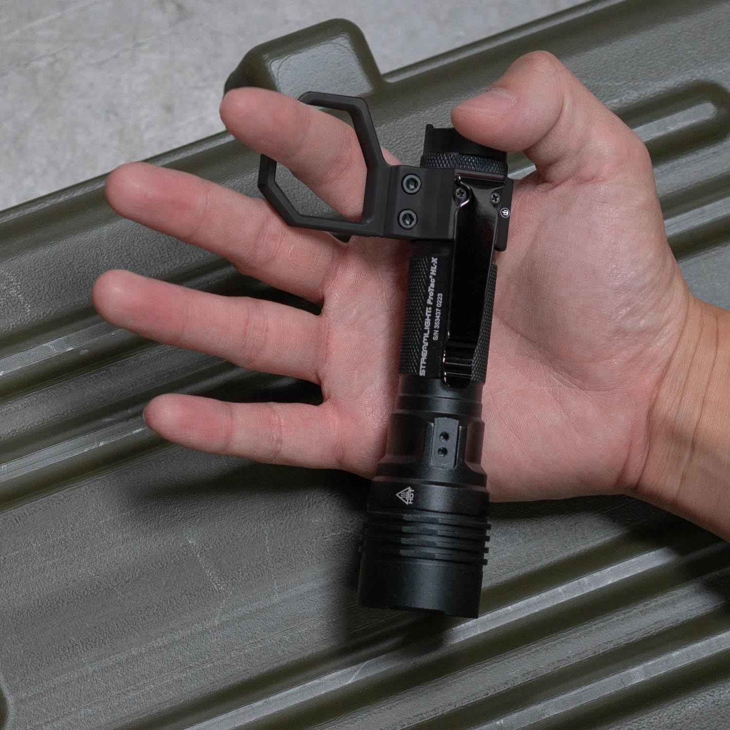 Triton Cottos 6061 T6 Aluminum Flashlight Ring for Most 1" Flashlights with Detachable Pocket Clip, Flashlight Retention Ring