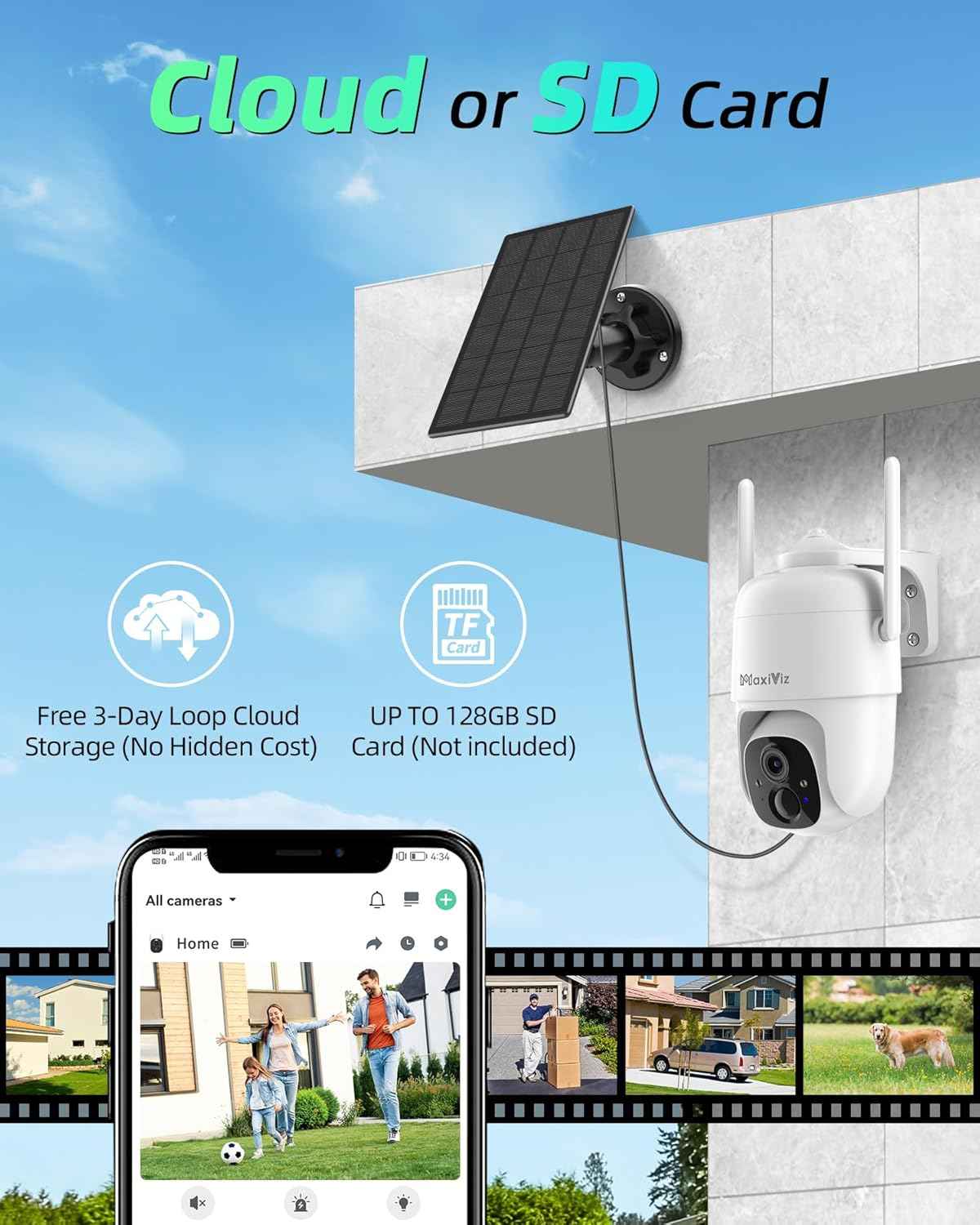 Wireless Solar Security Camera - 360° Outdoor Surveillance with AI Motion Detection, 2K Night Vision & Two-Way Talk