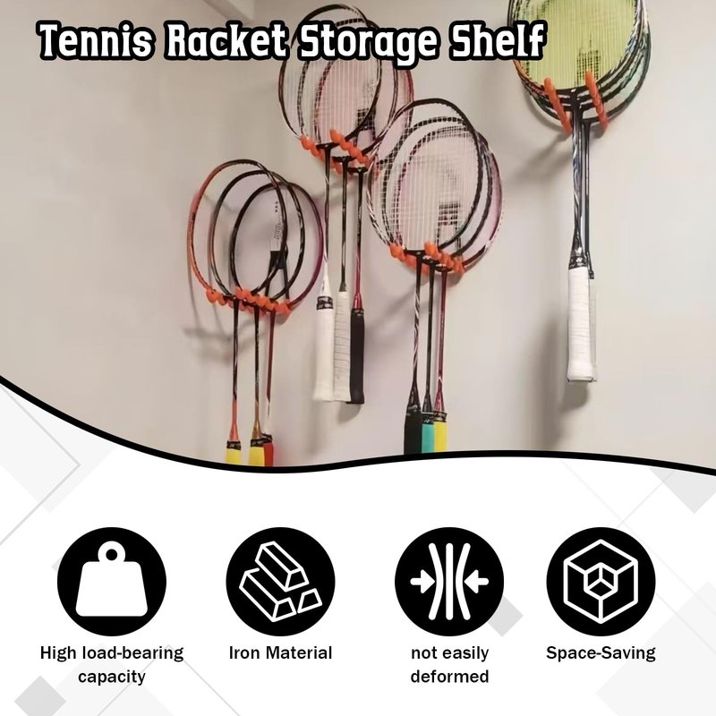 2 Pack Wall-Mounted Tennis Racket Storage Rack Display Stand, Badminton Racket Stand, Suitable for Badminton Rackets, Tennis Rackets