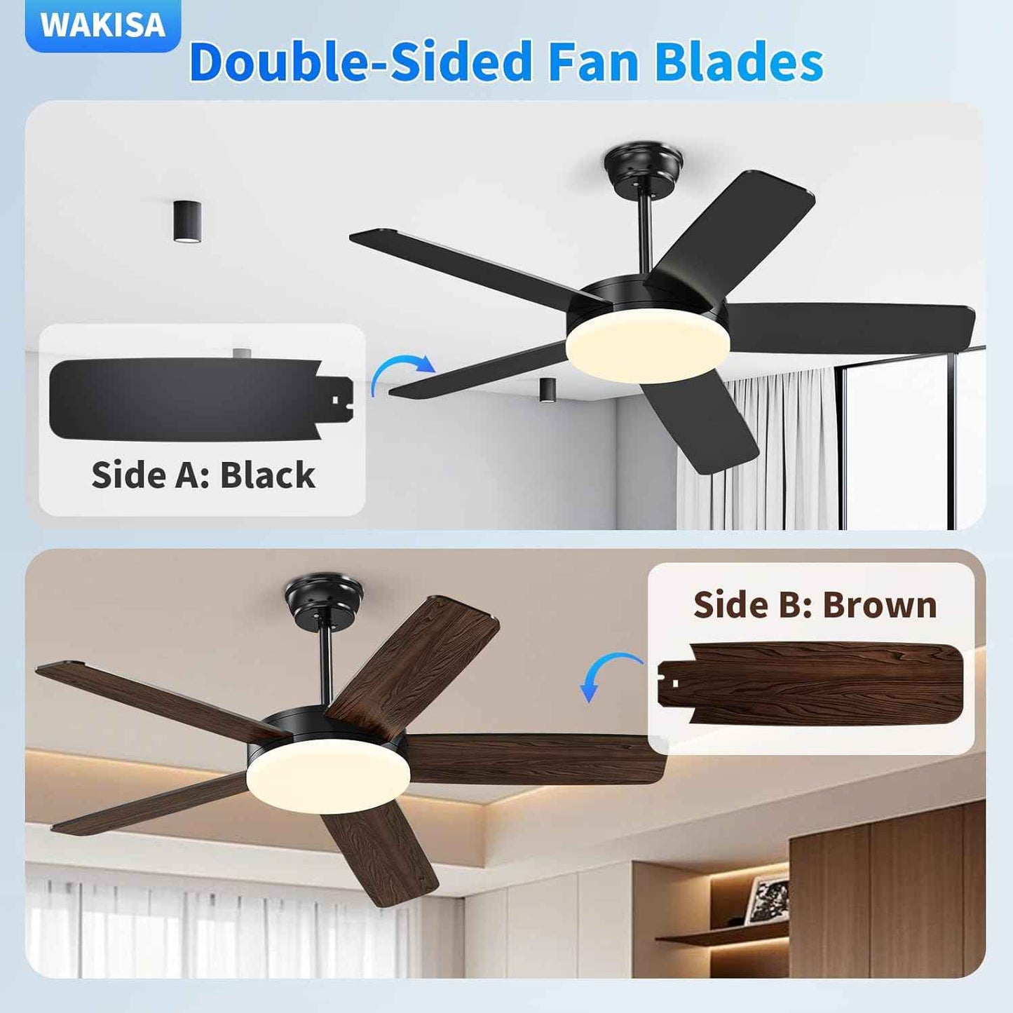 45-Inch Dimmable Ceiling Fan with Lights & Remote - 6 Speeds, Reversible, Quick Install for Indoor/Outdoor Use